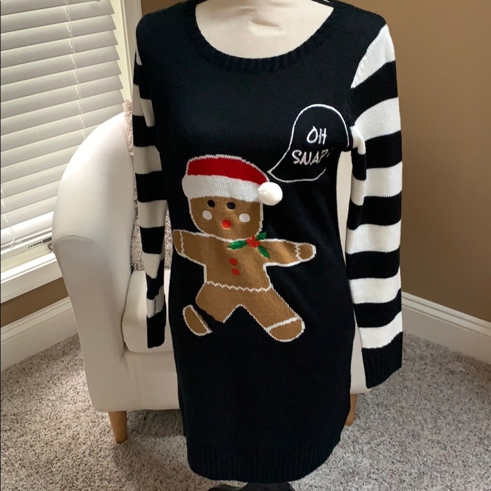 Christmas gingerbread man sweater dress
